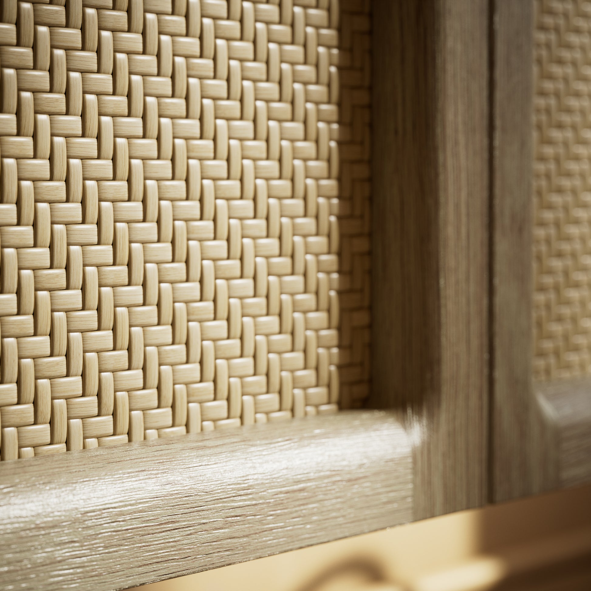 La Maison White Oak Rattan Wall Hung Storage Cabinet 800mm