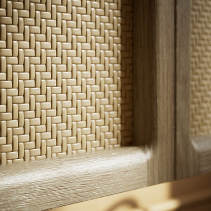La Maison White Oak Rattan Wall Hung Storage Cabinet 800mm
