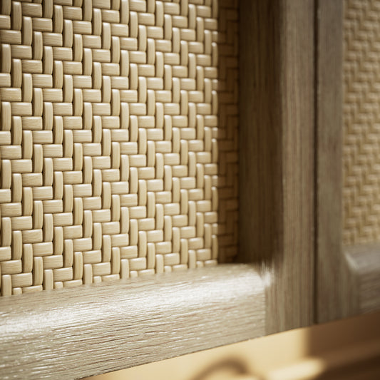 La Maison White Oak Rattan Wall Hung Storage Cabinet 800mm