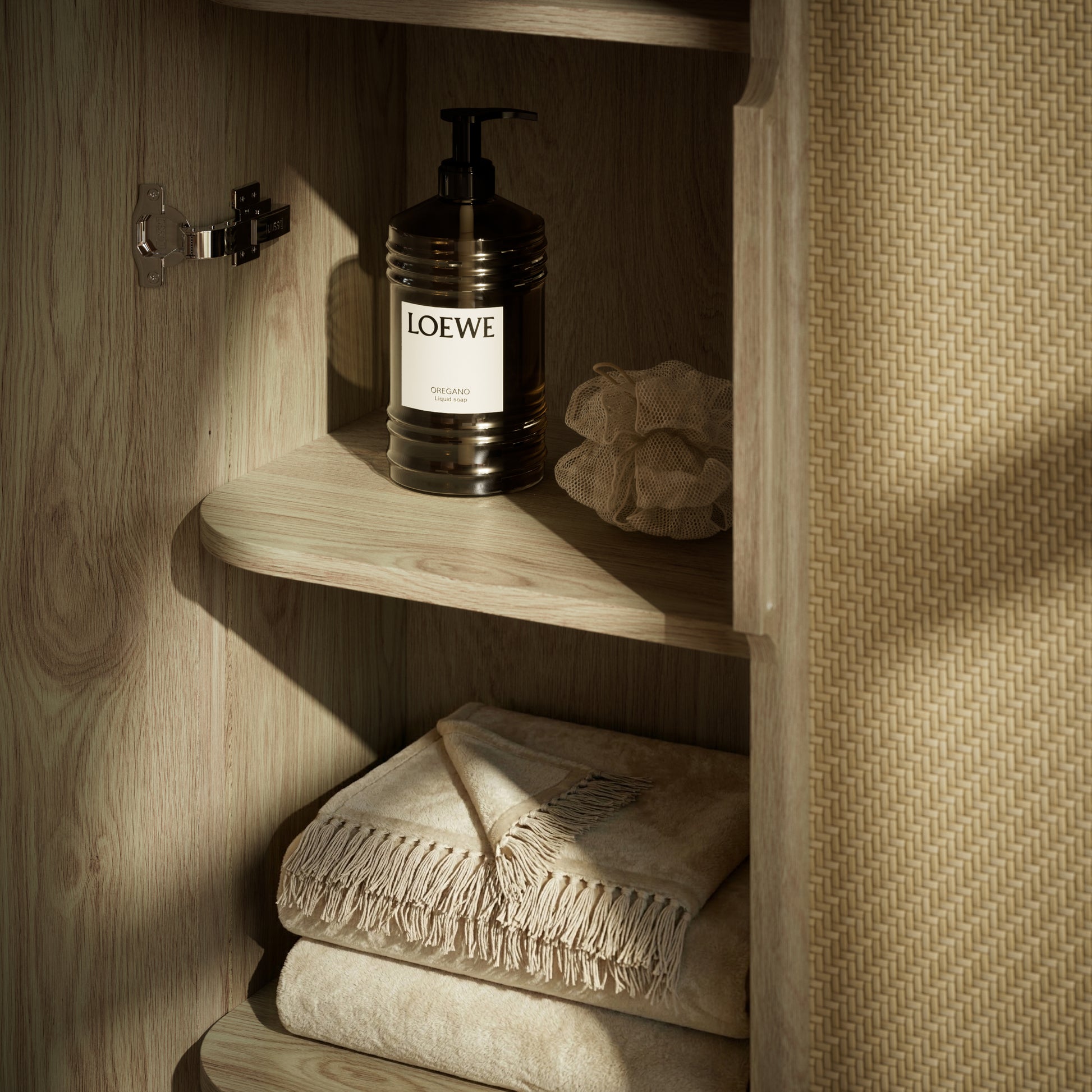 La Maison White Oak Rattan Wall Hung Storage Cabinet 800mm