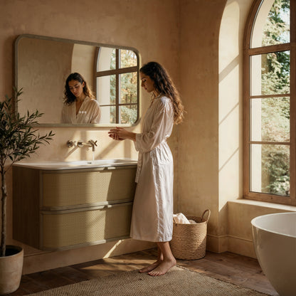 La Maison White Oak Rattan Wall Hung Vanity Unit 1200mm