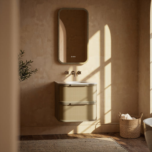 La Maison White Oak Rattan Wall Hung Vanity Unit 600mm