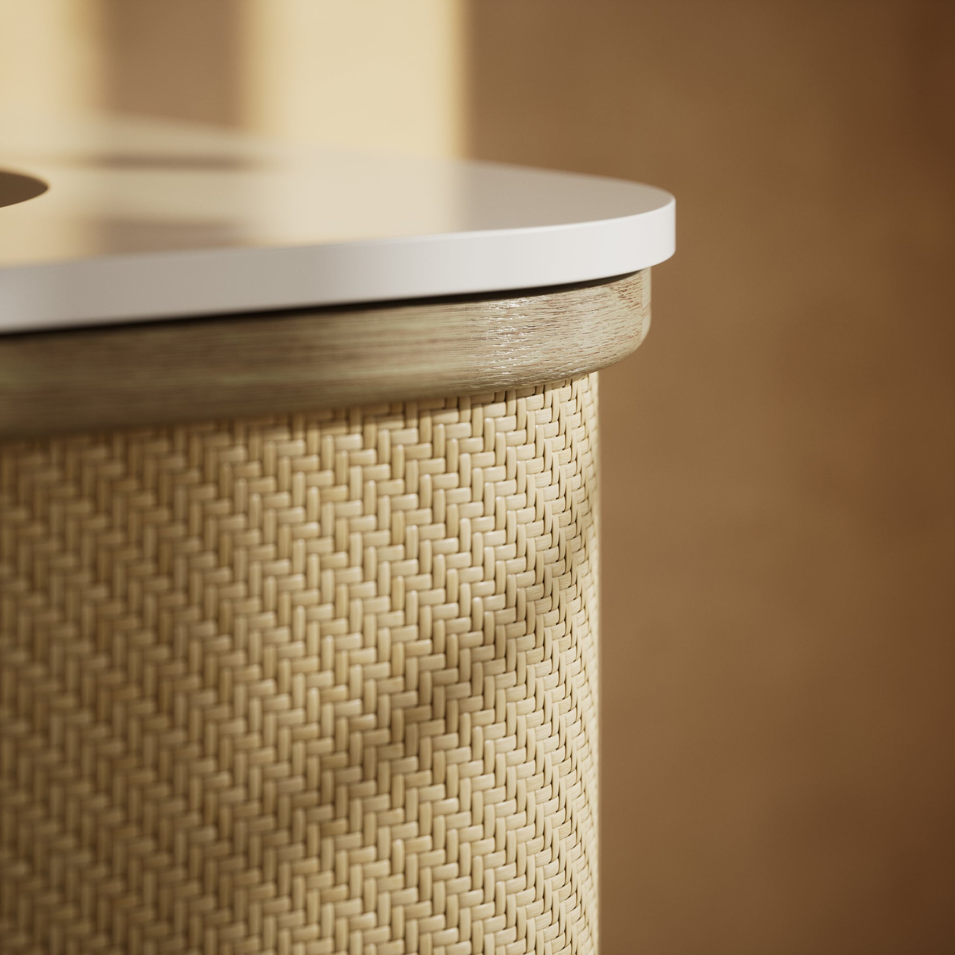 La Maison White Oak Rattan Wall Hung Vanity Unit 600mm