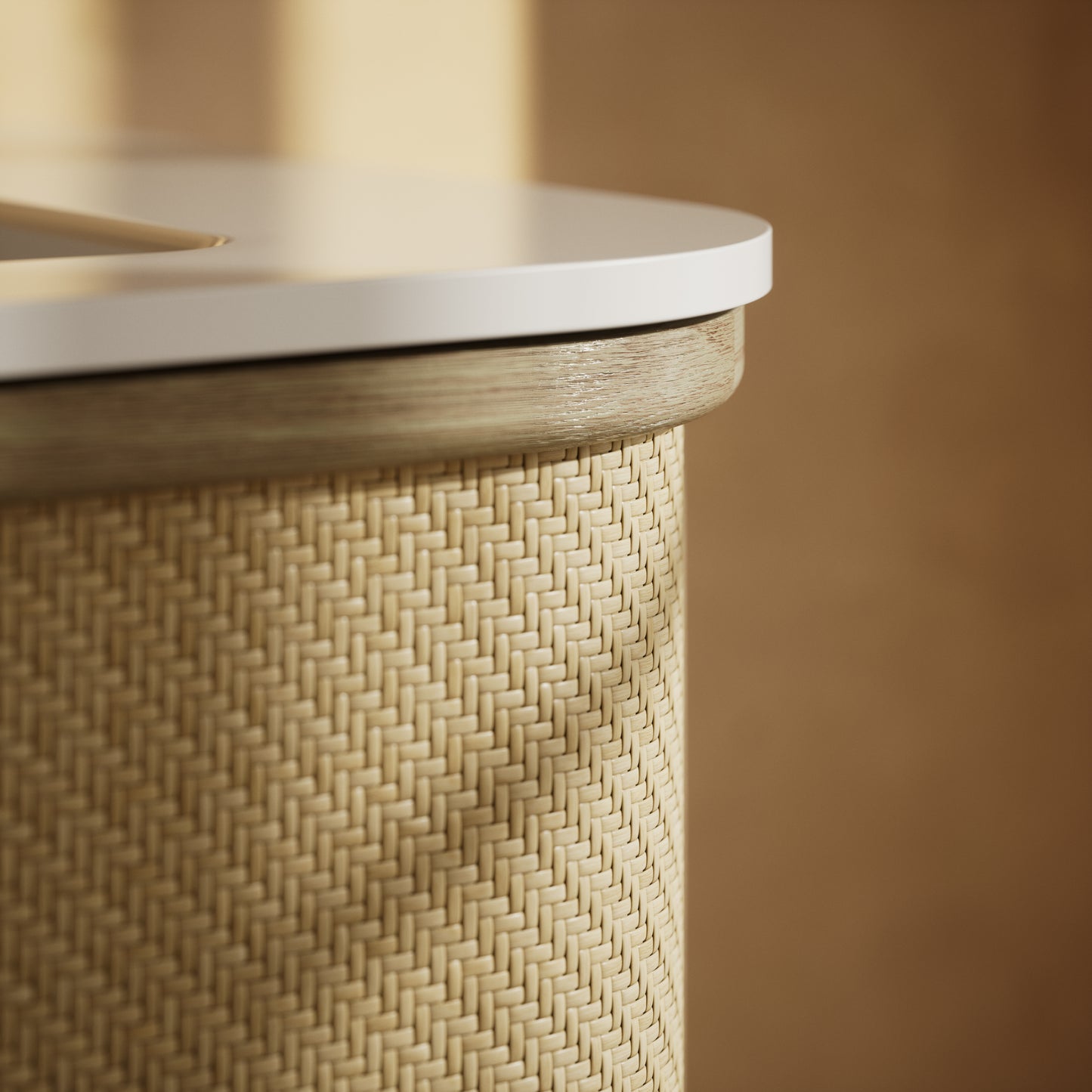 La Maison White Oak Rattan Wall Hung Vanity Unit 800mm