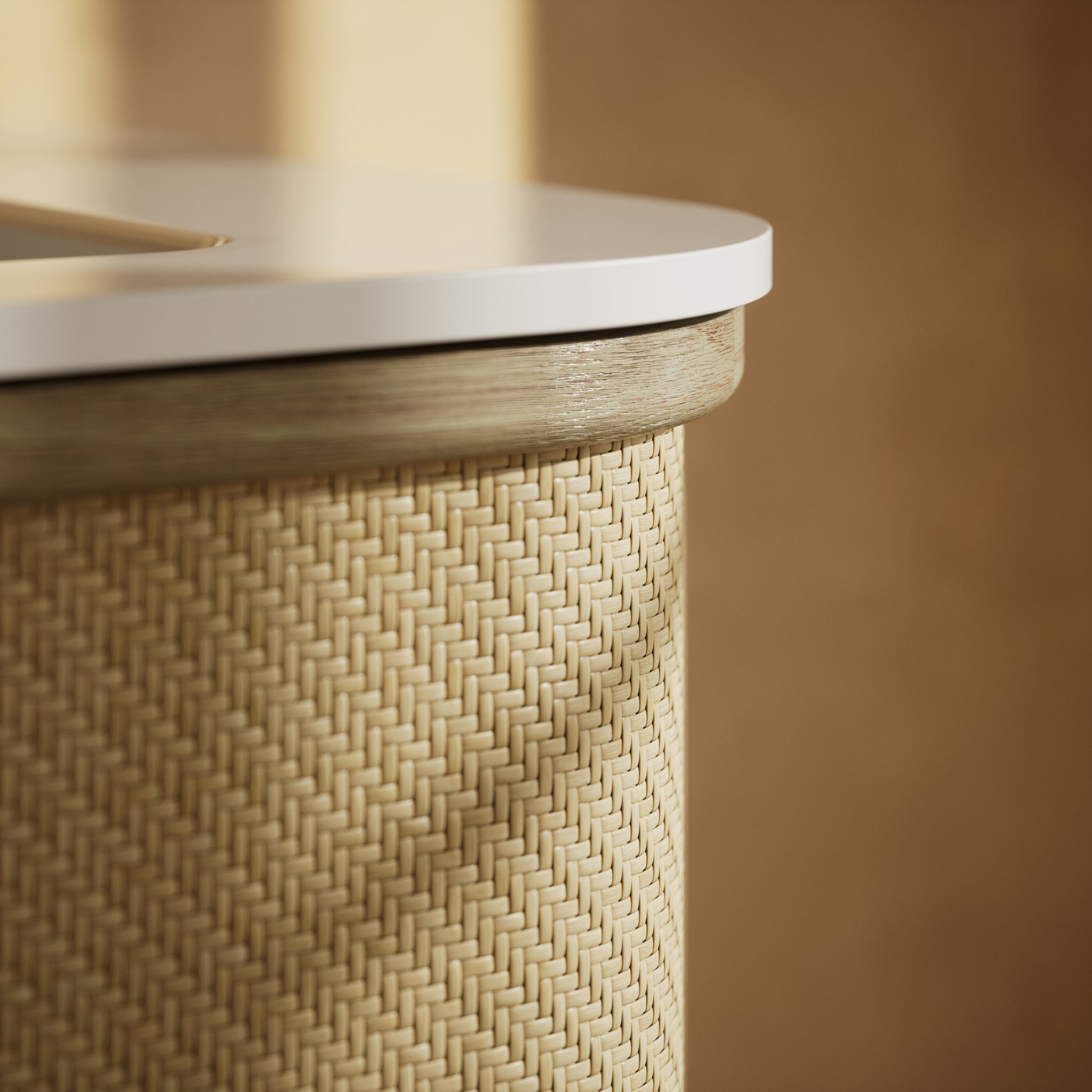 La Maison White Oak Rattan Wall Hung Vanity Unit 800mm
