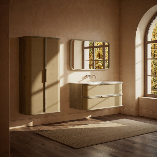 La Maison White Oak Rattan Wall Hung Vanity Unit 1200mm