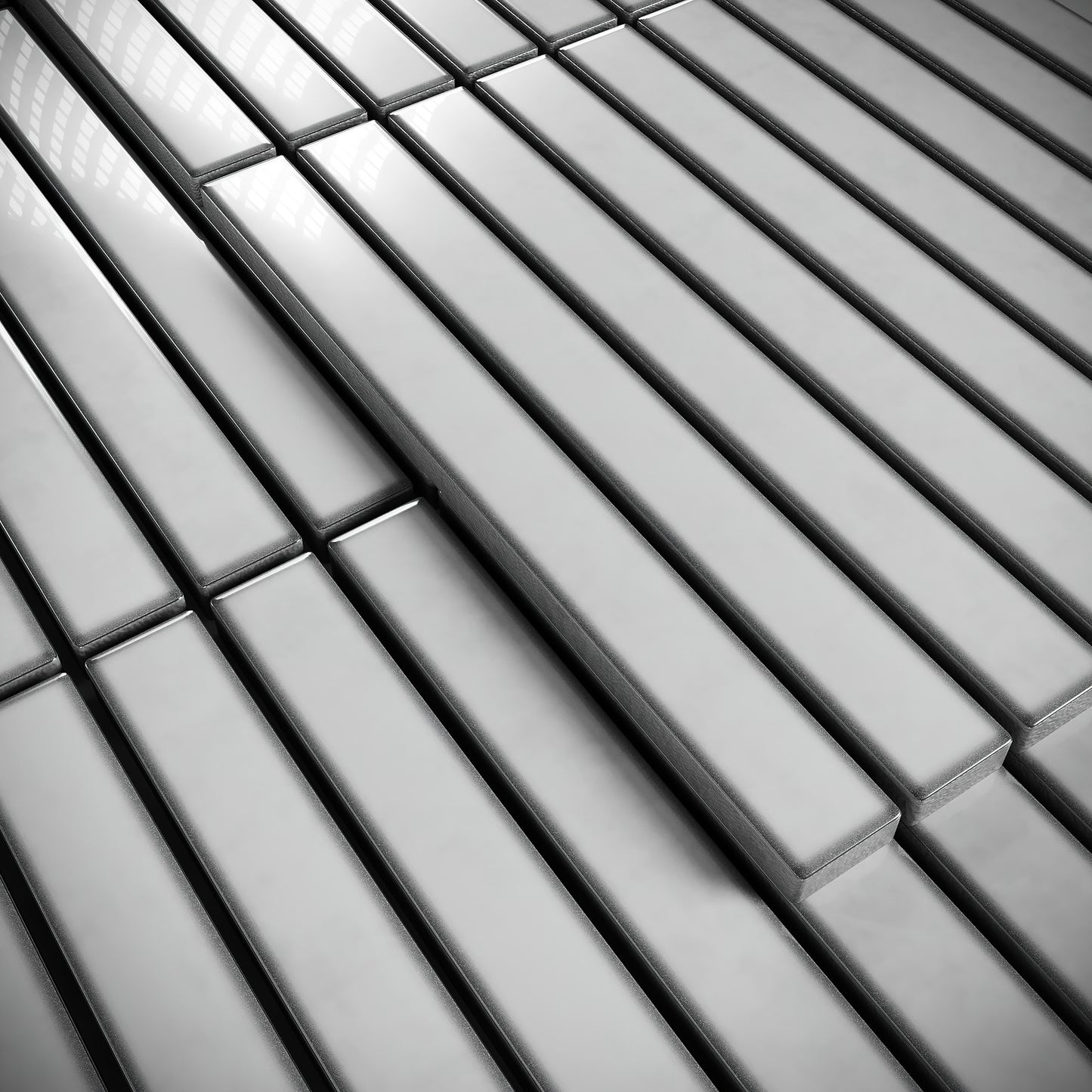 Linear Soft Feather Grey Glazed Porcelain Mosaic Tile Sample