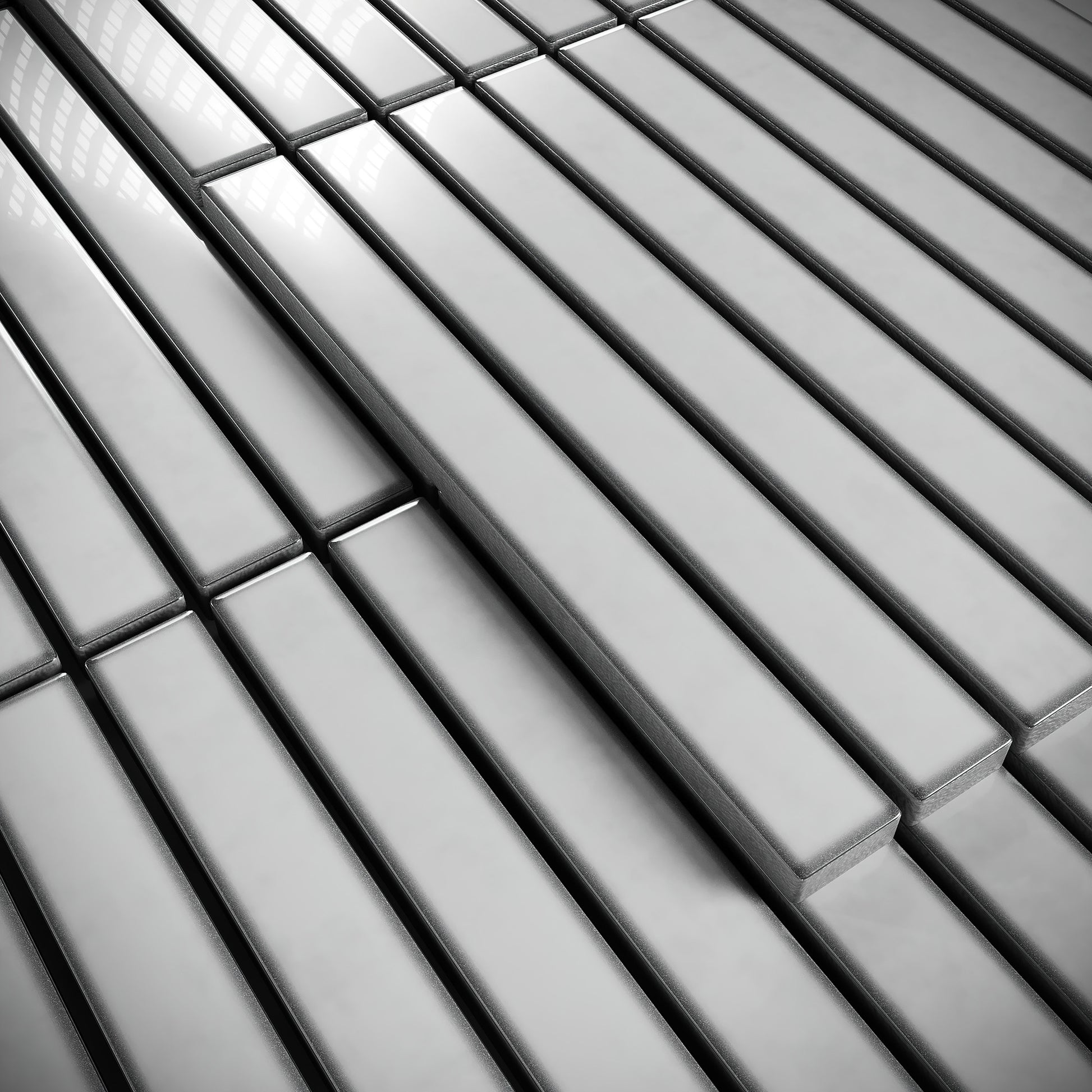 Linear Soft Feather Grey Glazed Porcelain Mosaic Tile Sample