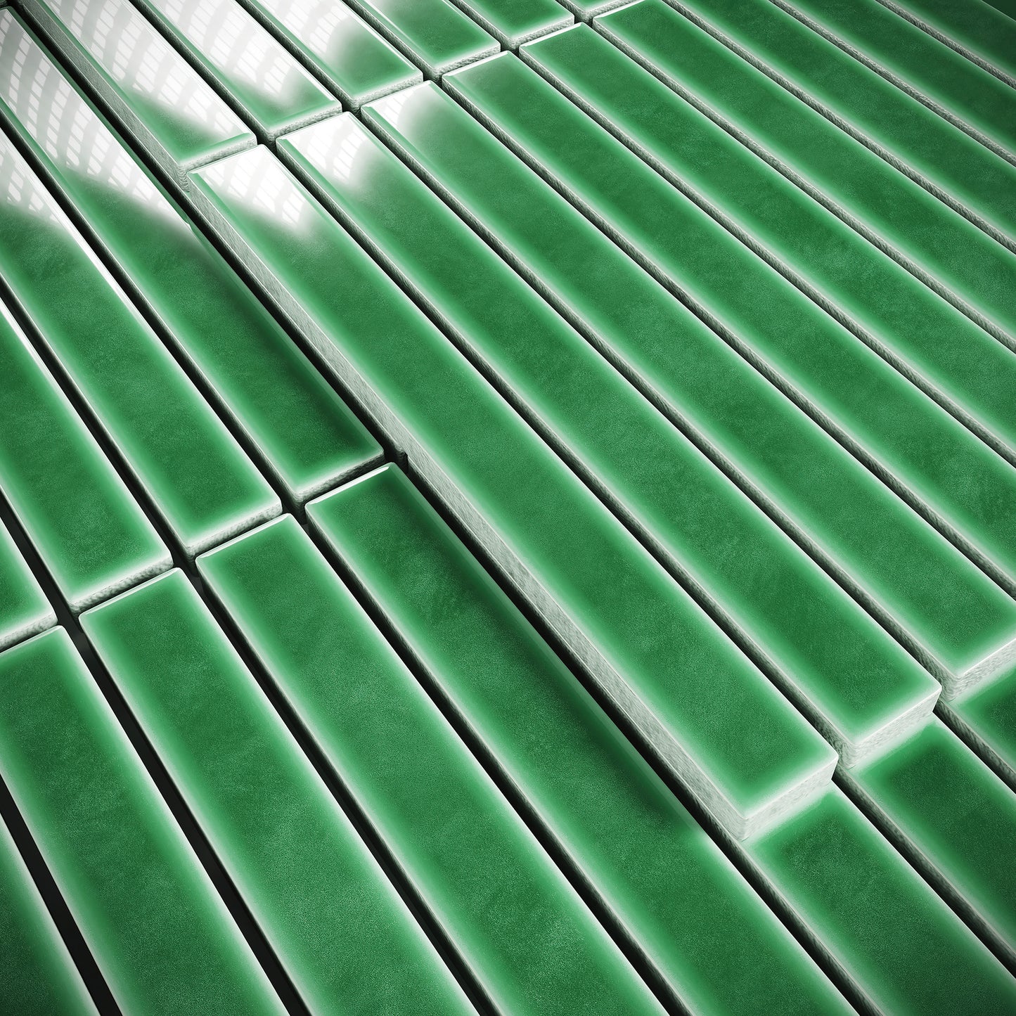 Linear Jade Harmony Green Glazed Porcelain Mosaic Tile Sample