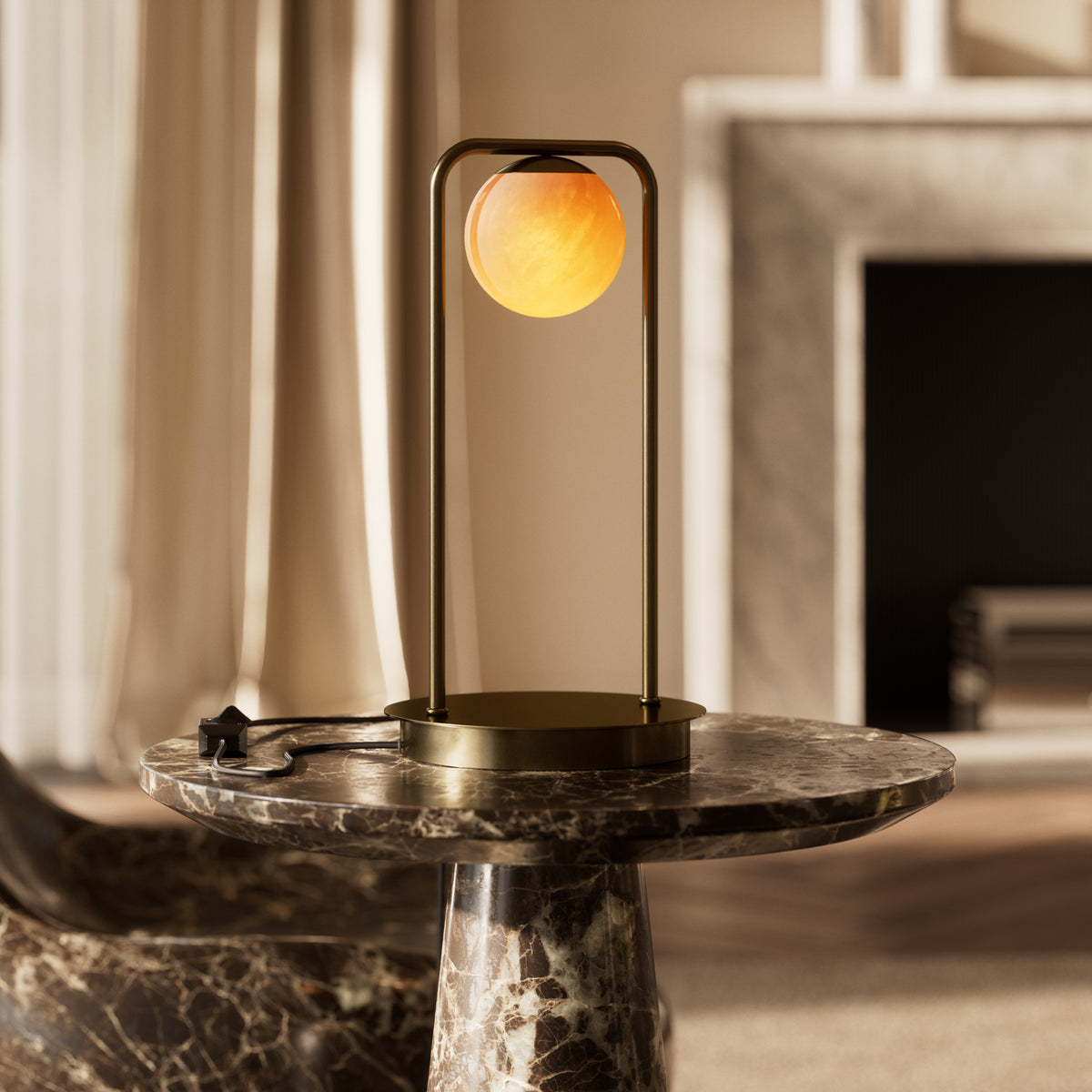 Amelie Alabaster & Burnished Brass Table Lamp