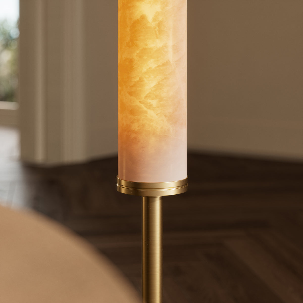 Chloe Alabaster & Brushed Gold LED Floor Lamp