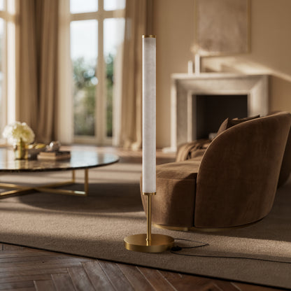 Chloe Alabaster & Brushed Gold LED Floor Lamp