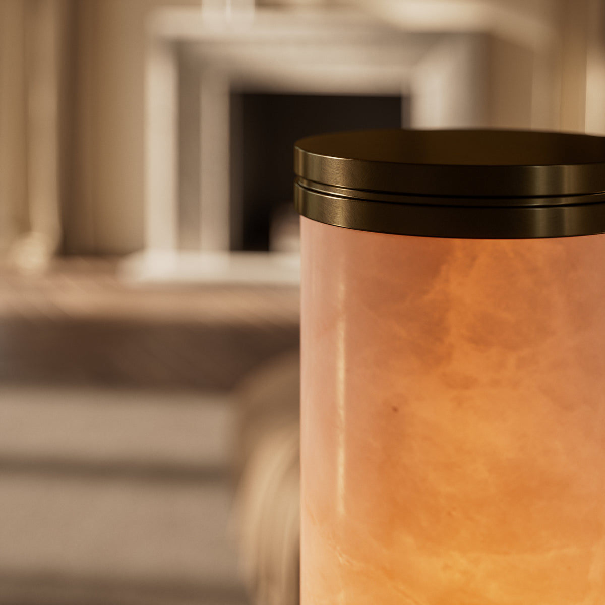 Chloe Alabaster & Burnished Brass LED Floor Lamp