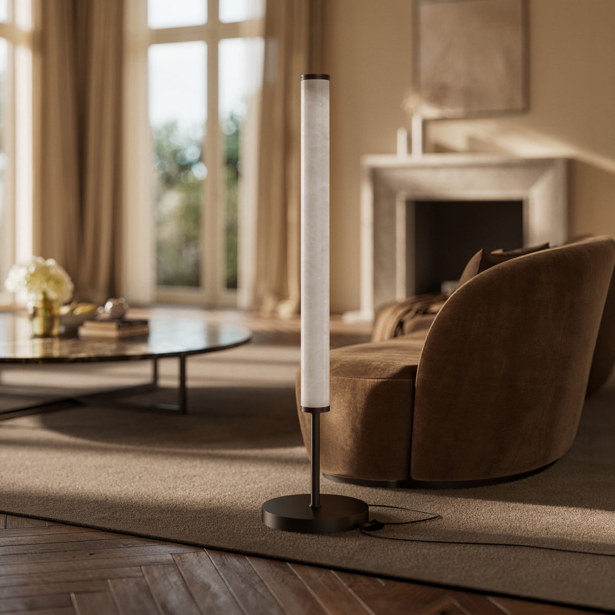 Chloe Alabaster & Deep Bronze LED Floor Lamp