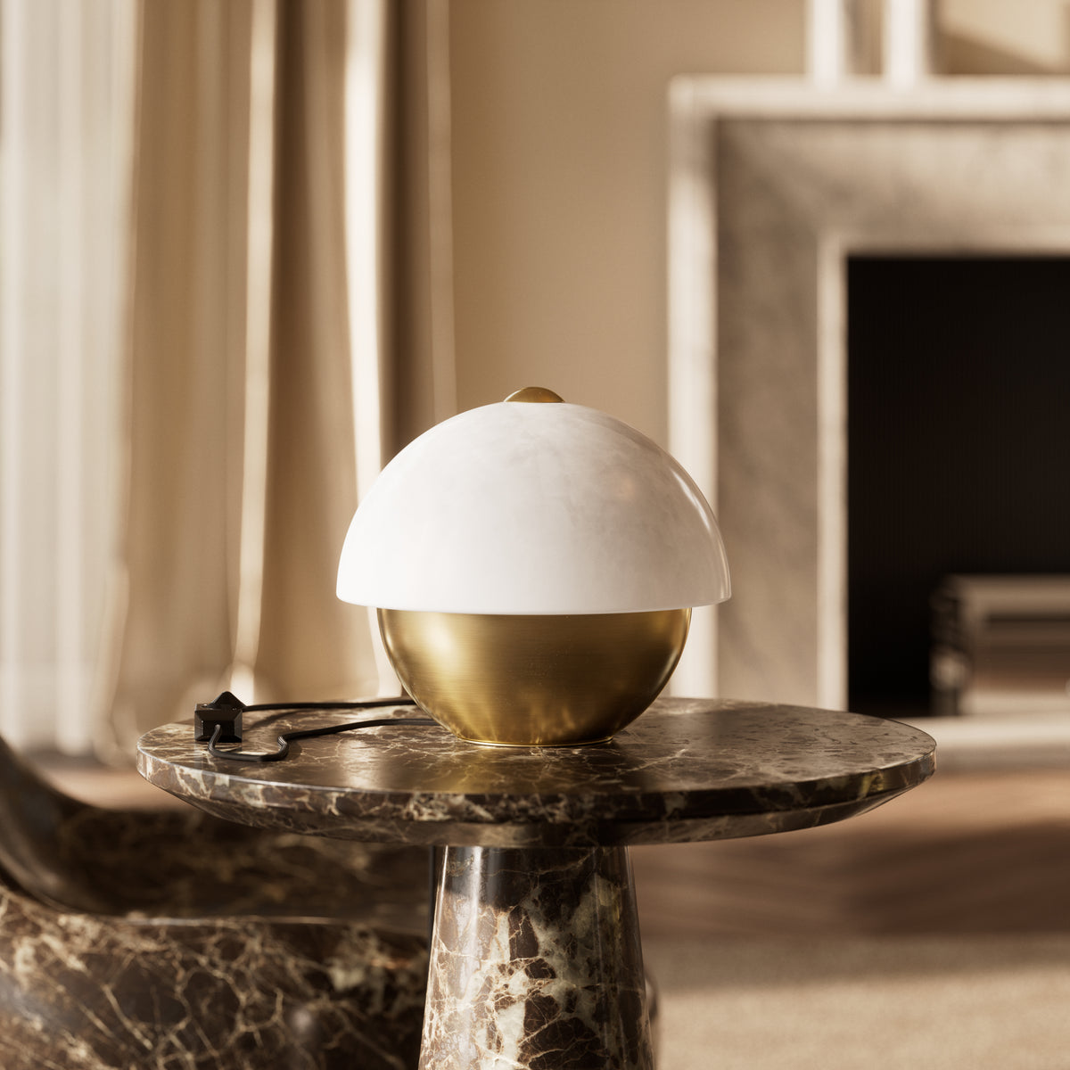 Gia Alabaster & Brushed Gold Table Lamp