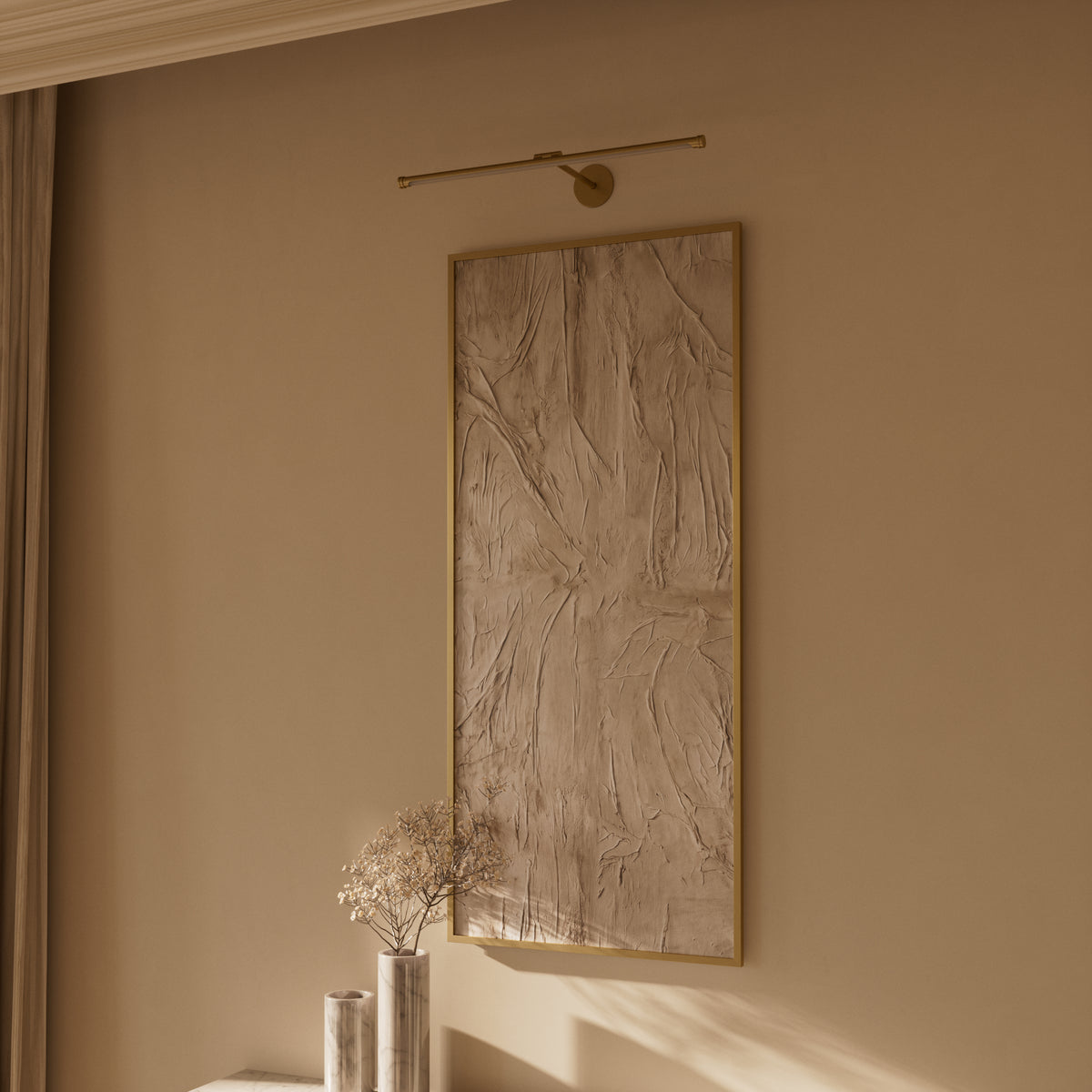 Louvre Brushed Gold Dimmable LED Picture Light 600mm