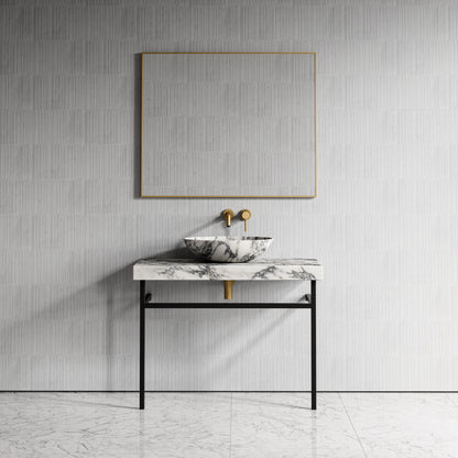 Lomazzo Arabescato Marble Countertop Matte Black Vanity Unit 1000mm