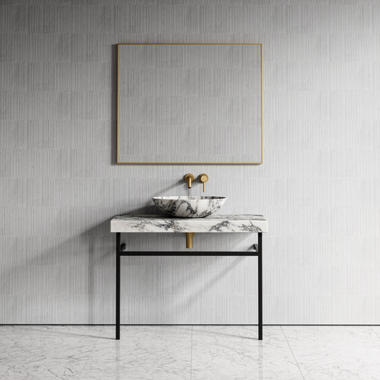 Lomazzo Arabescato Marble Countertop Matte Black Vanity Unit 1000mm