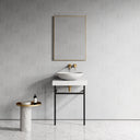 Lomazzo Carrara Marble Countertop Matte Black Vanity Unit 600mm