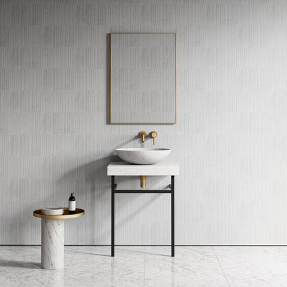 Lomazzo Carrara Marble Countertop Matte Black Vanity Unit 600mm