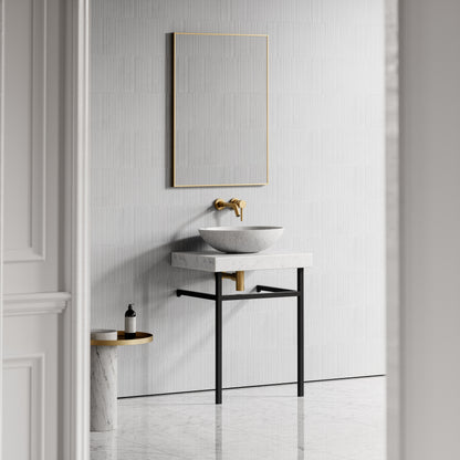 Lomazzo Carrara Marble Countertop Matte Black Vanity Unit 600mm