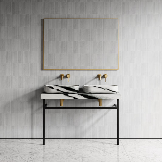 Lomazzo Panda Marble Countertop Matte Black Vanity Unit 1200mm