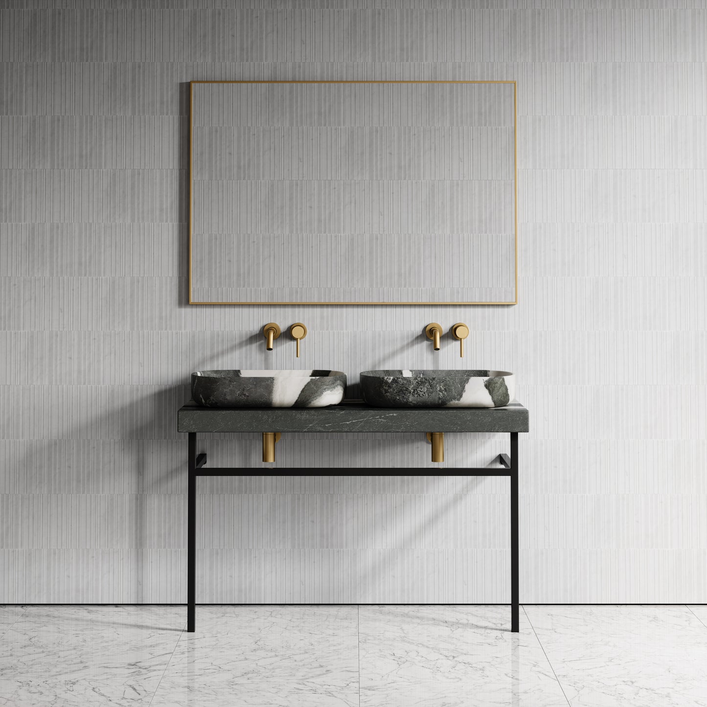 Lomazzo Panda Marble Countertop Matte Black Vanity Unit 1200mm