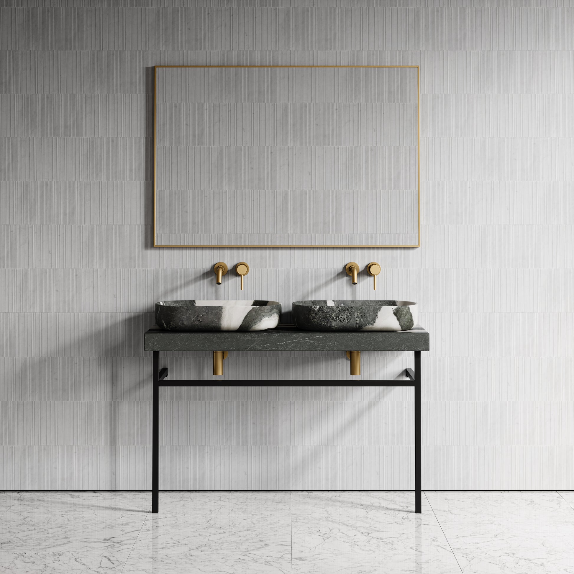 Lomazzo Panda Marble Countertop Matte Black Vanity Unit 1200mm