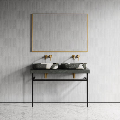Lomazzo Panda Marble Countertop Matte Black Vanity Unit 1200mm