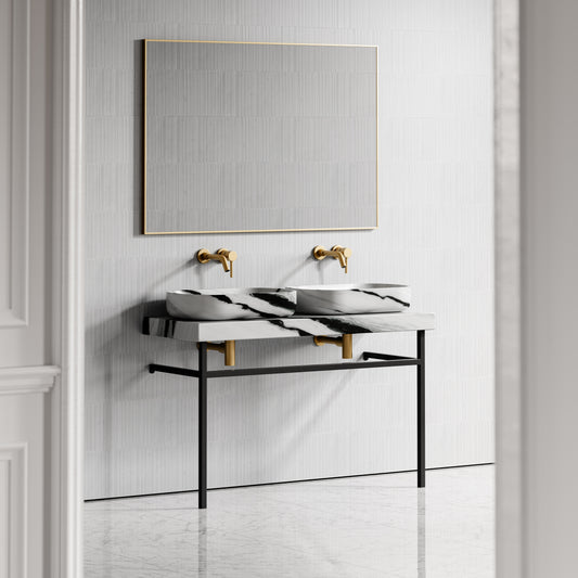 Lomazzo Panda Marble Countertop Matte Black Vanity Unit 1200mm