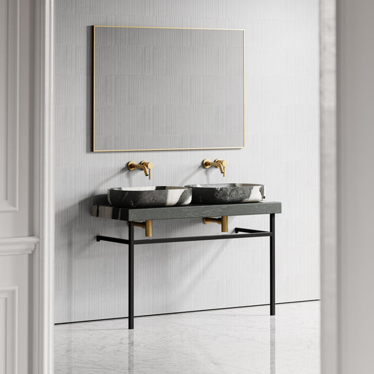 Lomazzo Panda Marble Countertop Matte Black Vanity Unit 1200mm