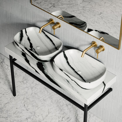 Lomazzo Panda Marble Countertop Matte Black Vanity Unit 1200mm