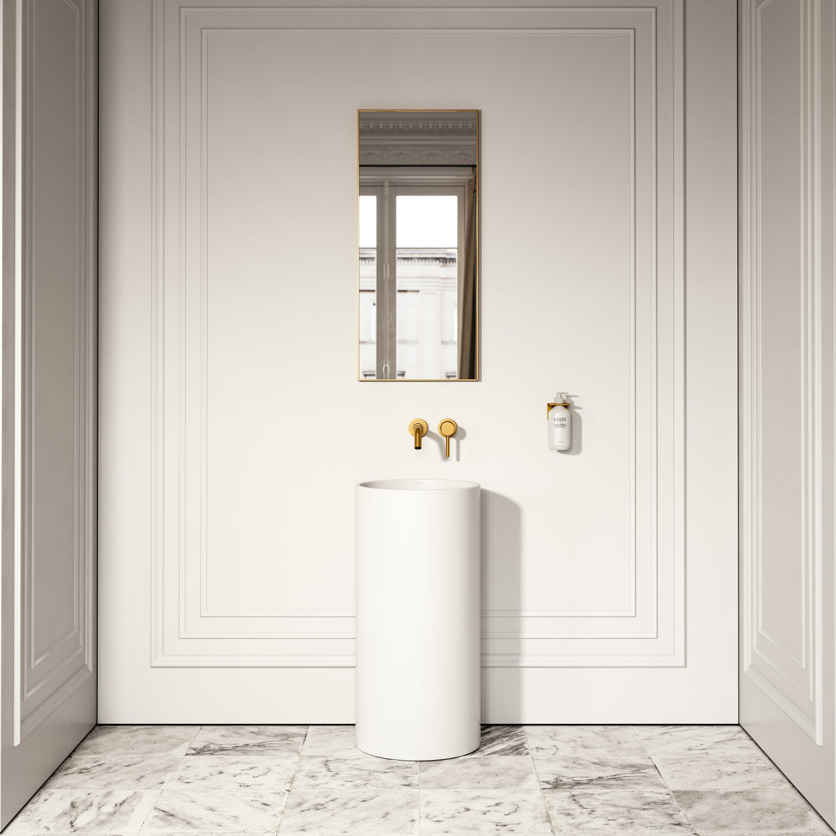 Alina White Cylinder Freestanding Stone Basin 400mm - LUSSO