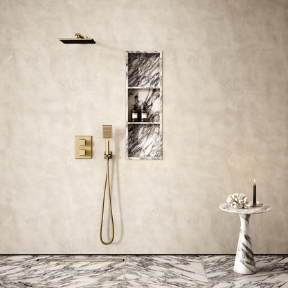 Almara Arabescato Marble Bathroom Shower Niche 900mm