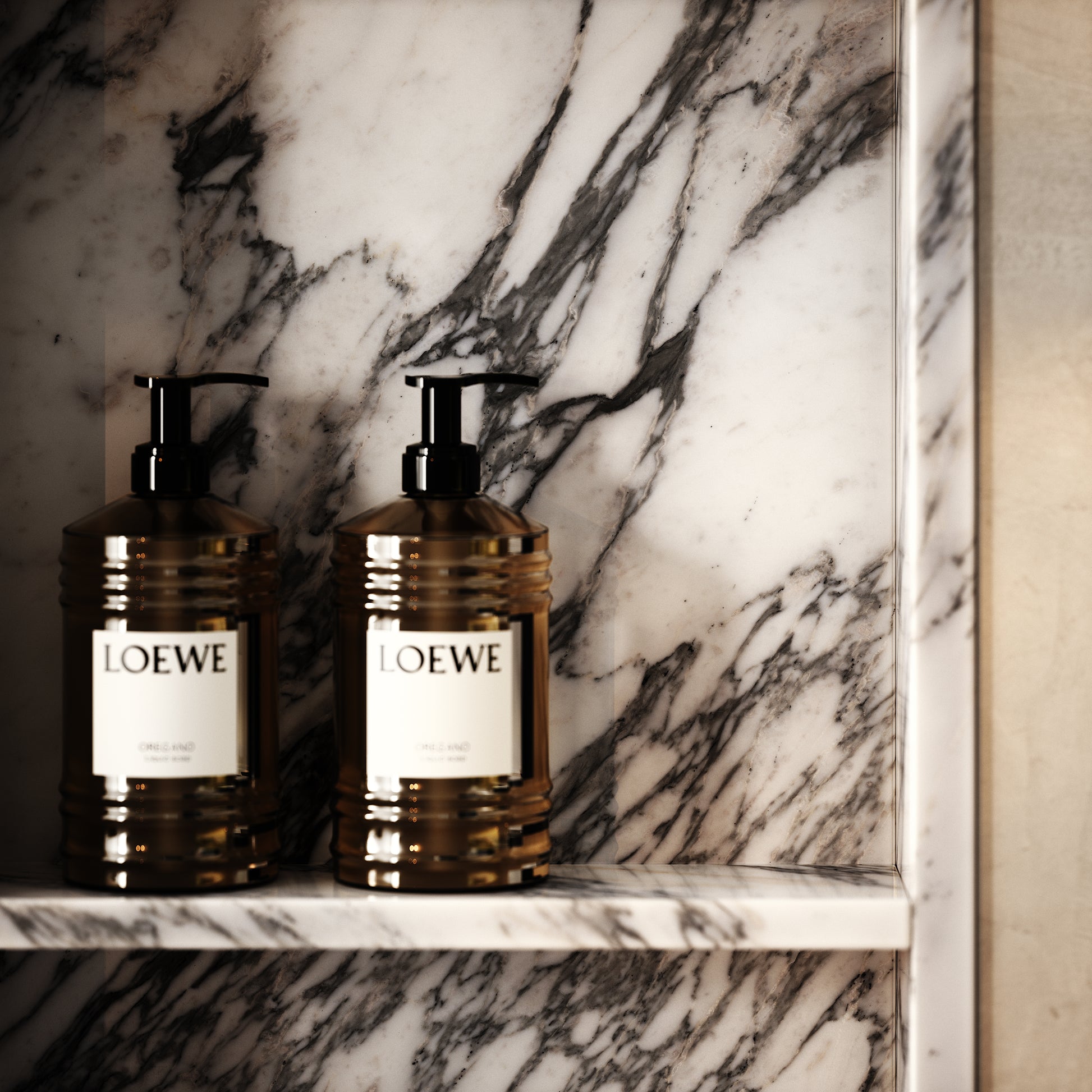 Almara Arabescato Marble Bathroom Shower Niche 900mm