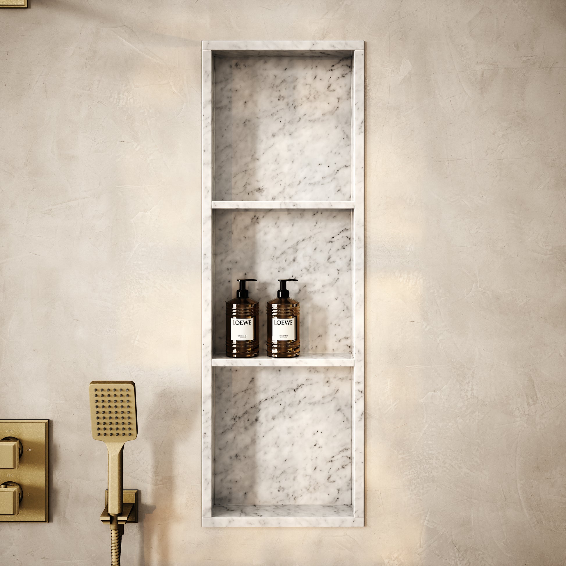 Almara Carrara Marble Bathroom Shower Niche 900mm