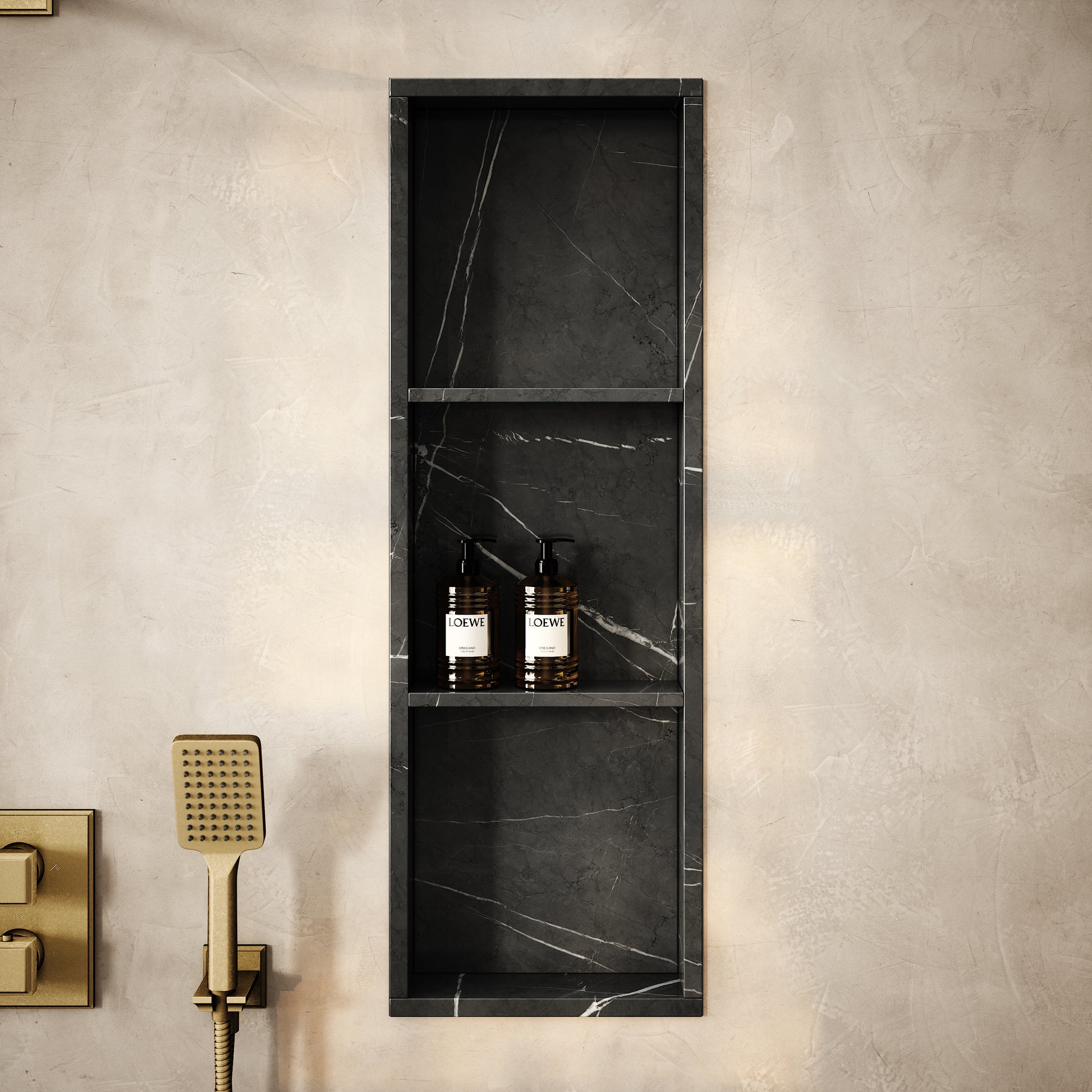Almara Pietra Grey Marble Bathroom Shower Niche 900mm