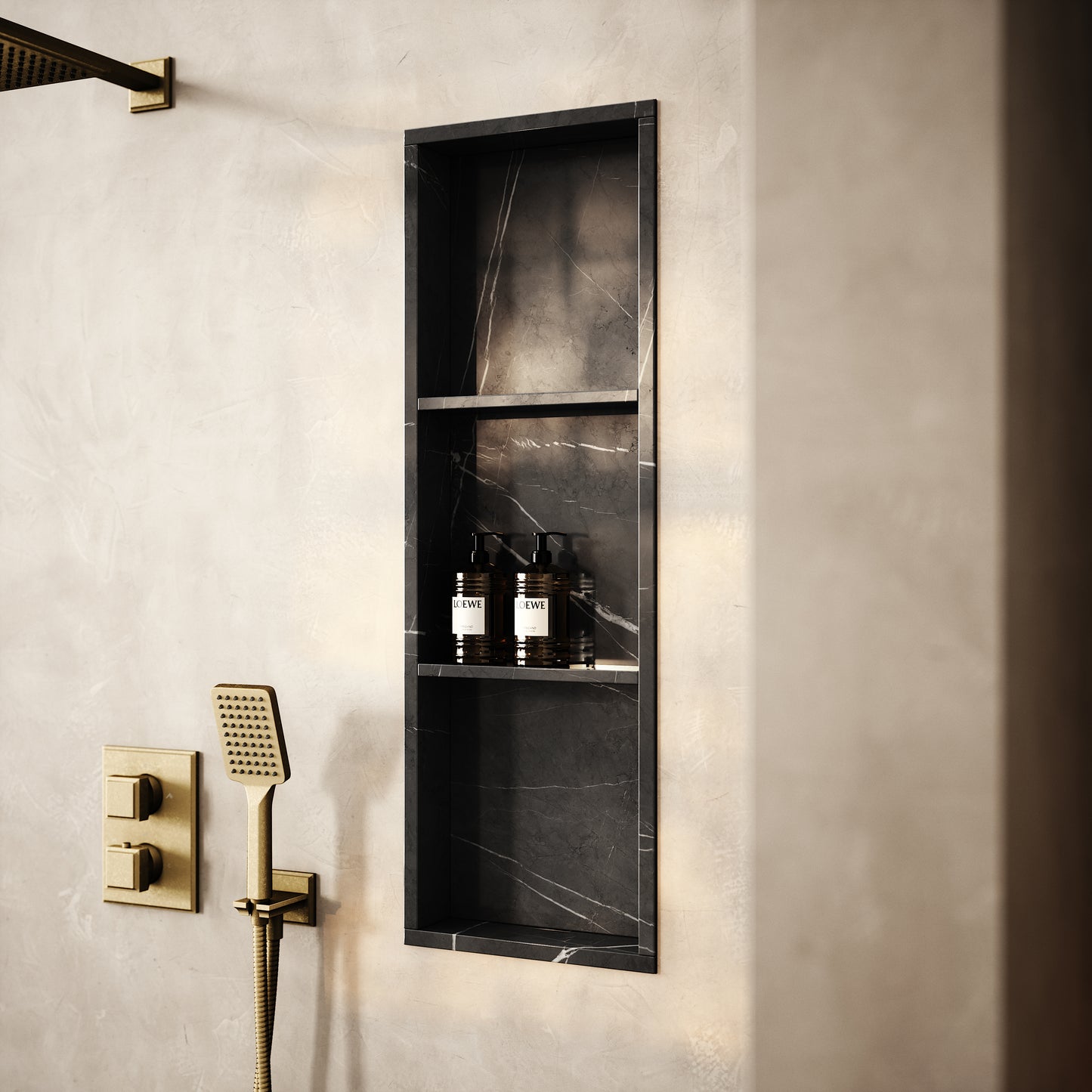 Almara Pietra Grey Marble Bathroom Shower Niche 900mm