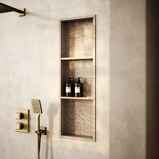 Almara Travertine Stone Bathroom Shower Niche 900mm