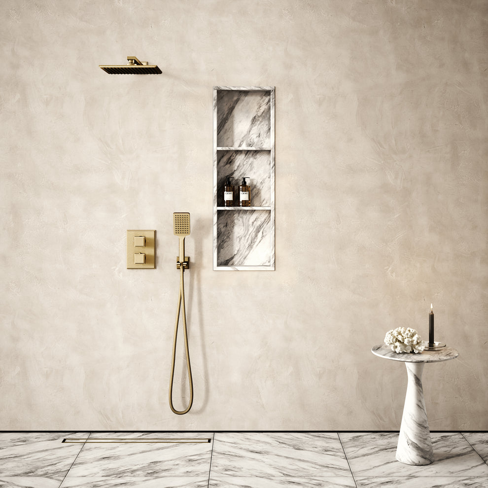 Almara Volakas Marble Bathroom Shower Niche 900mm - LUSSO