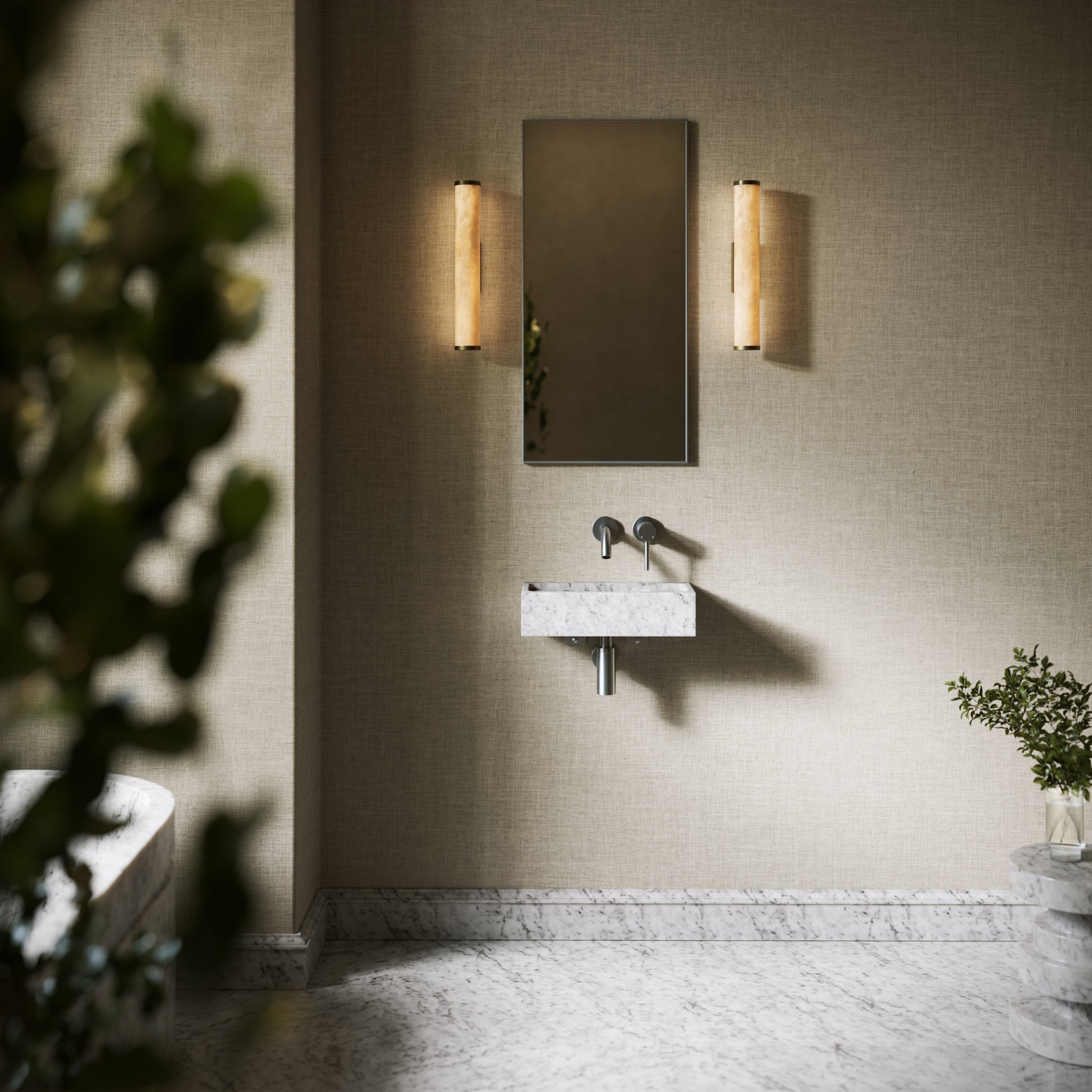 Artista Carrara Marble Wall Hung Basin 400 - 1200mm