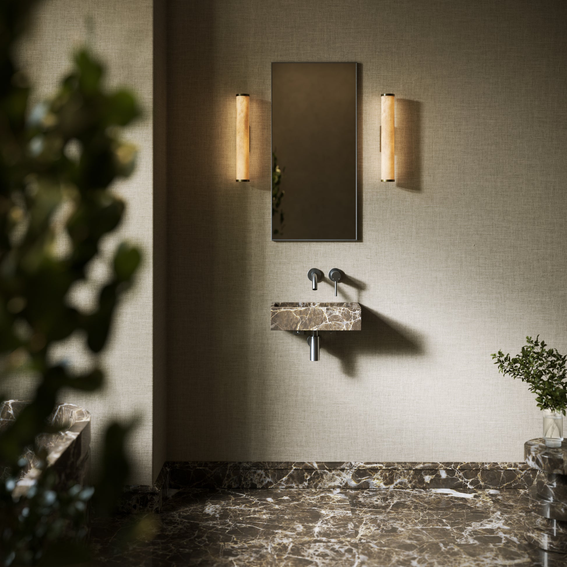 Artista Dark Emperador Marble Wall Hung Basin 400 - 1200mm