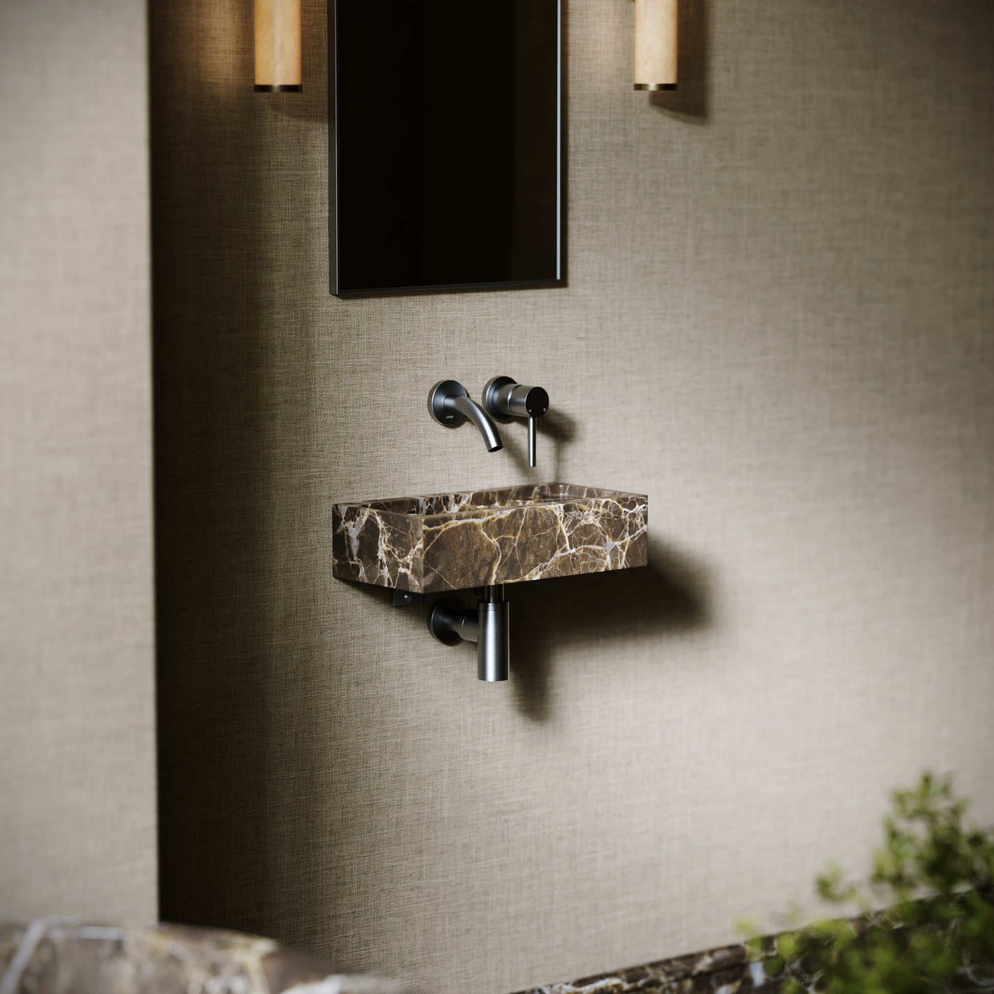 Artista Dark Emperador Marble Wall Hung Basin 400 - 1200mm