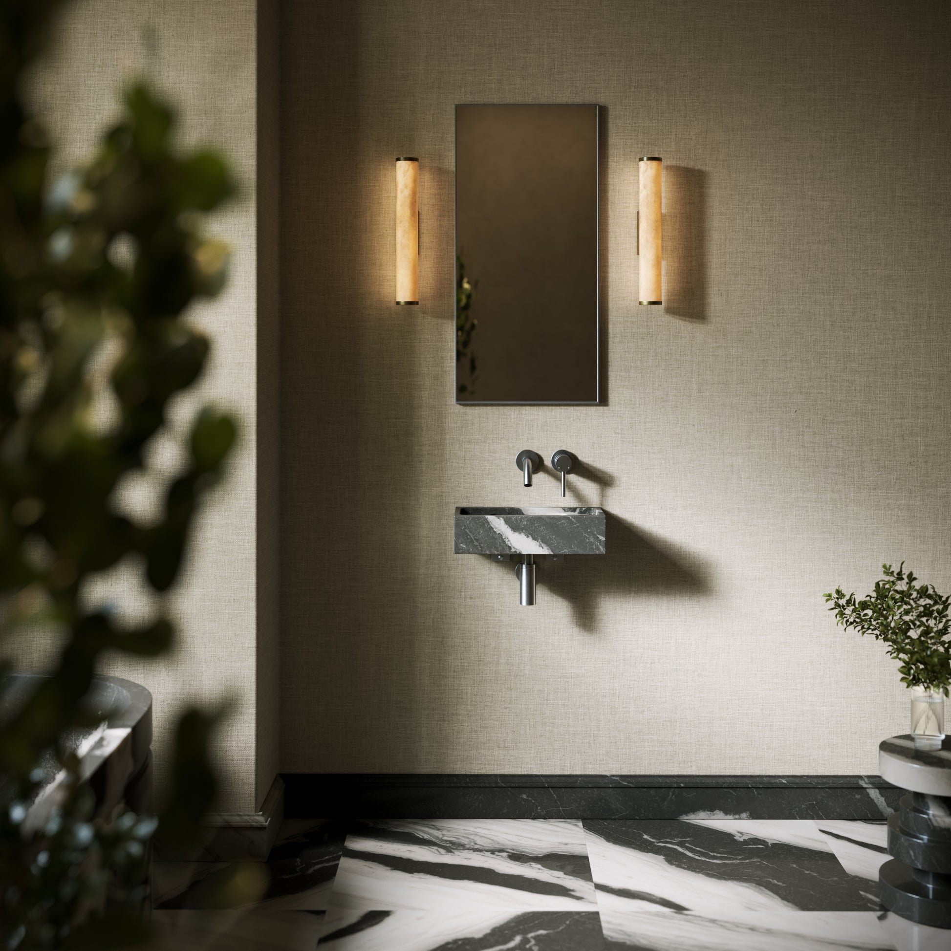 Artista Panda Marble Wall Hung Basin 400 - 1200mm