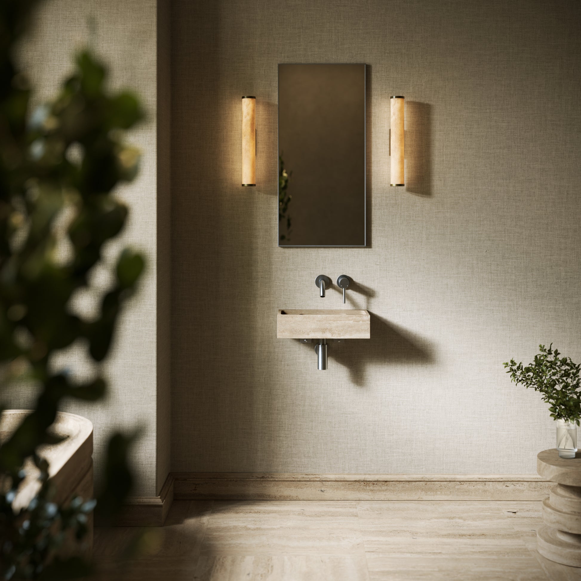 Artista Travertine Stone Wall Hung Basin 400 - 1200mm