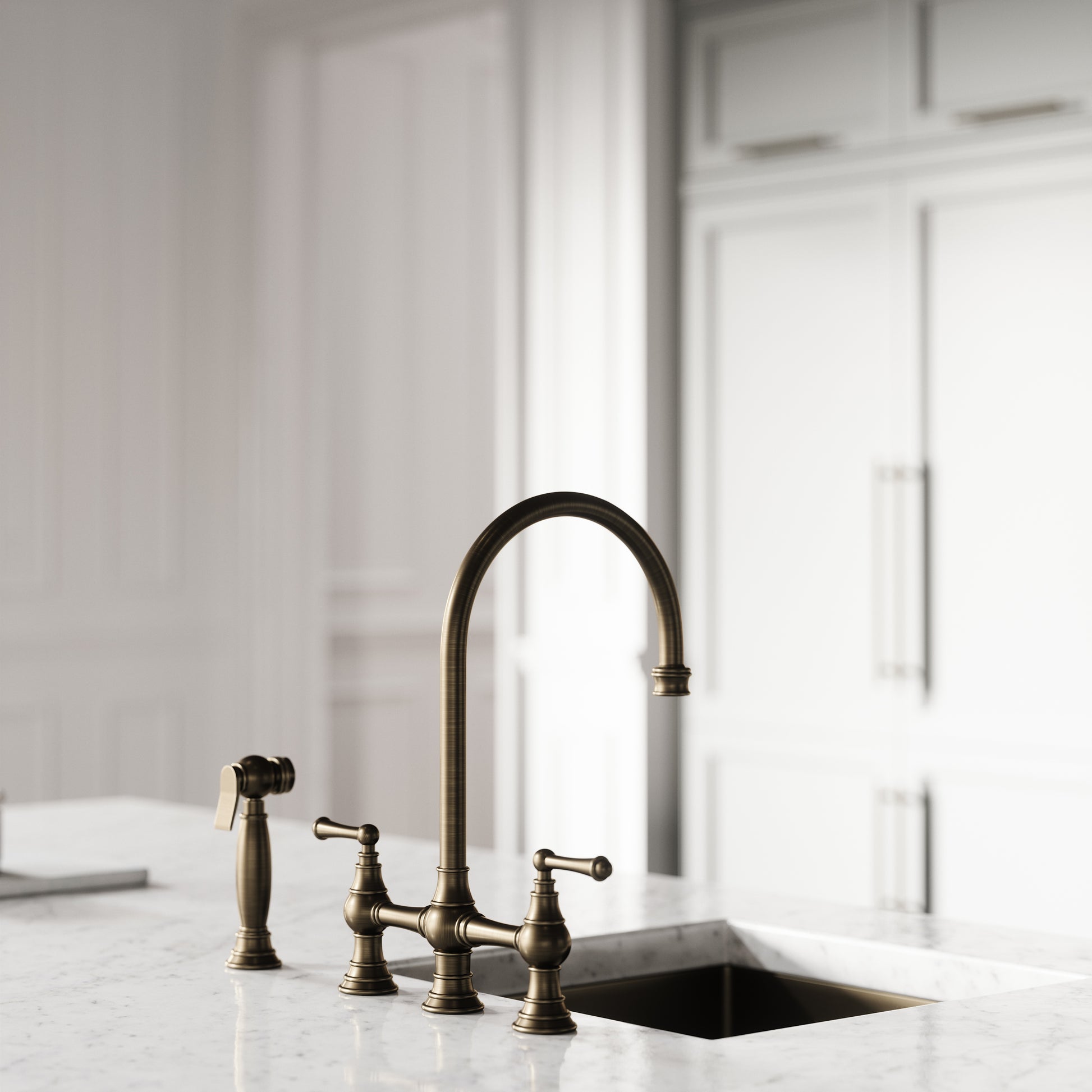 Asbury 4-Hole Traditional Kitchen Tap Brushed Bronze