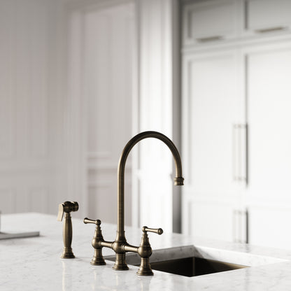 Asbury 4-Hole Traditional Kitchen Tap Brushed Bronze