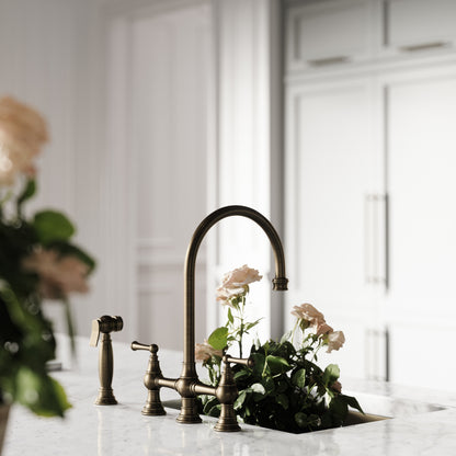 Asbury 4-Hole Traditional Kitchen Tap Brushed Bronze