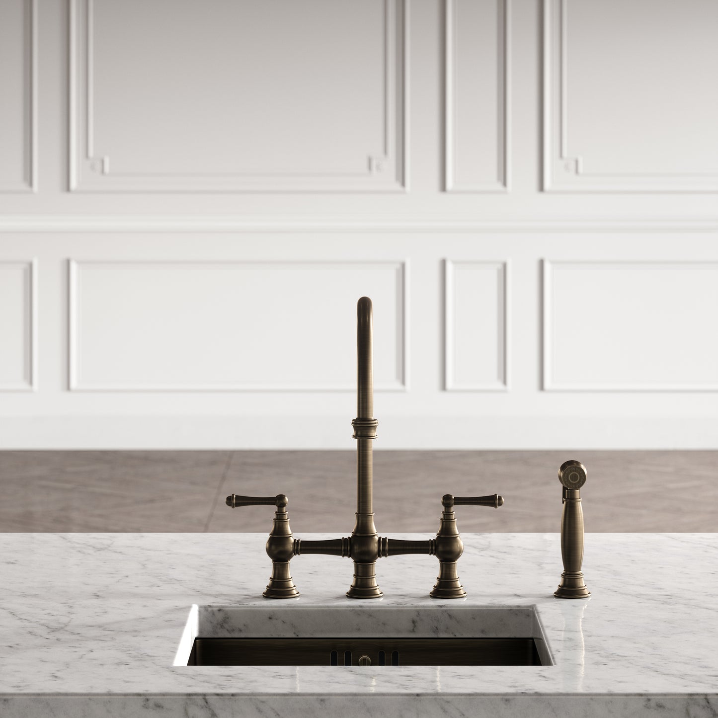 Asbury 4-Hole Traditional Kitchen Tap Brushed Bronze