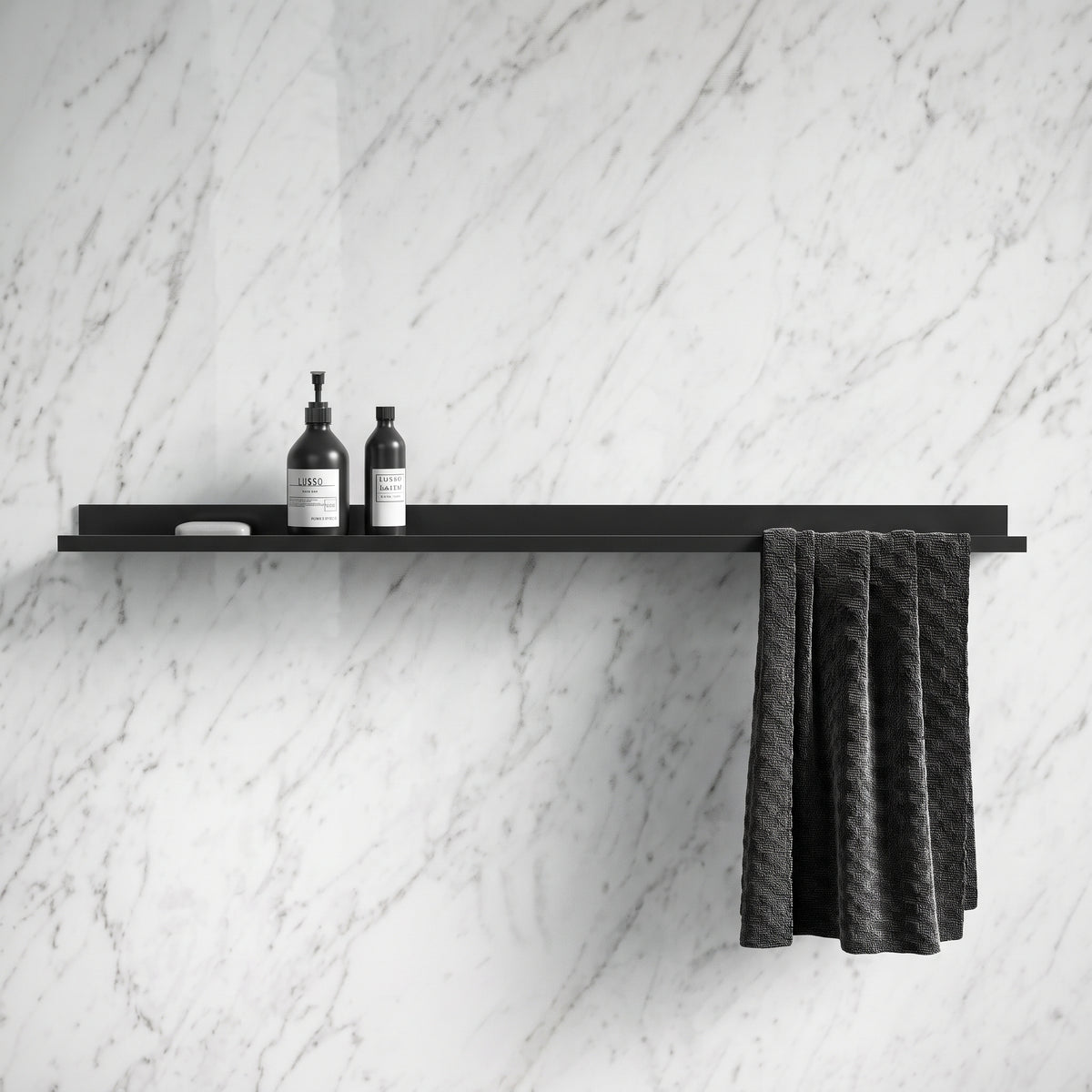 Designo Matte Black Floating Bathroom Shelf 1200mm